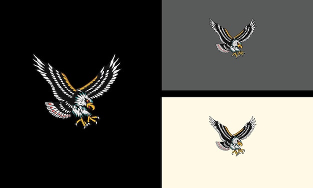 Eagle flying vector illustration tattoo design