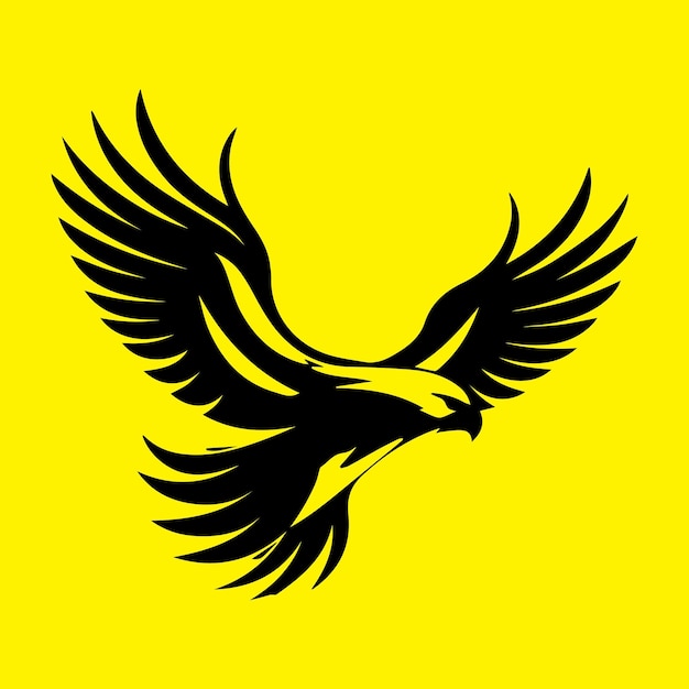 A eagle flying vector logo on a yellow backround