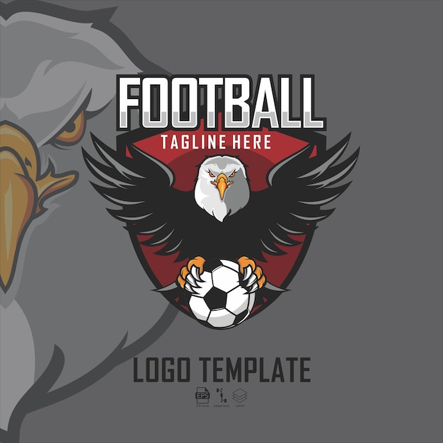 EAGLE FOOT BALL LOGO TEMPLATE WITH A GRAY BACKGROUND