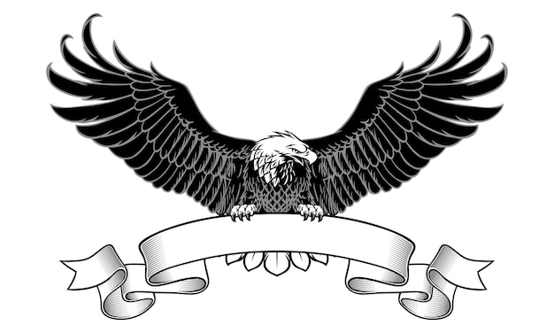 Premium Vector | Eagle grip a blank ribbon for text