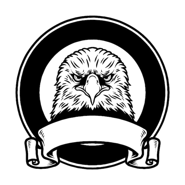 イーグル ヘッドの黒と白のロゴ デザインのベクトル