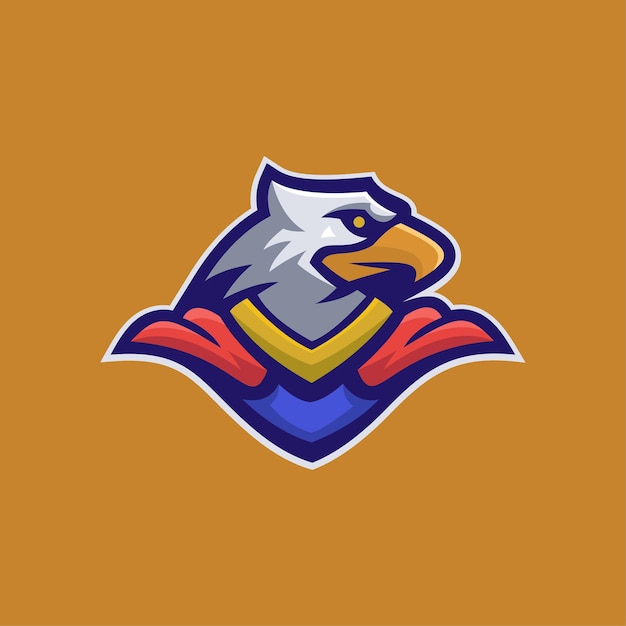 Eagle head cartoon logo template illustration. esport logo gaming Premium Vector