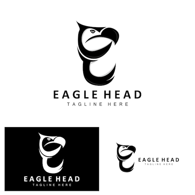 Eagle Head Logo Design Flying Feather Animal Wings Vector Product Brand Icon Illustration