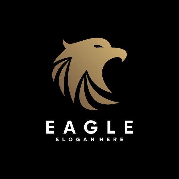 Eagle head logo design vector with golden color and creative idea