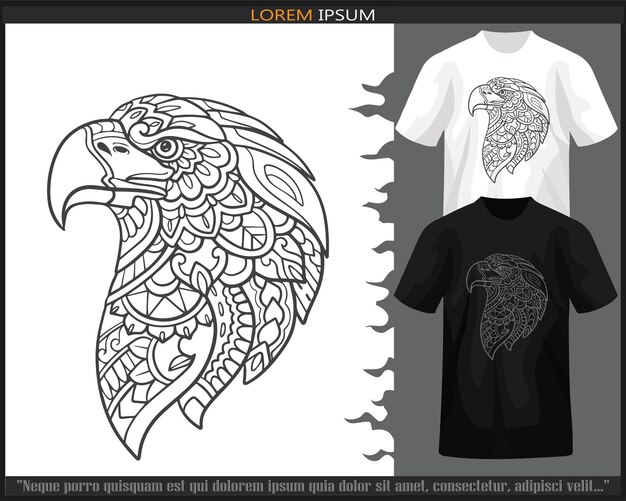 Eagle head mandala arts isolated on black and white t shirt