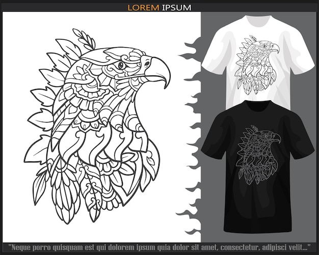 Eagle head mandala arts isolated on black and white t shirt