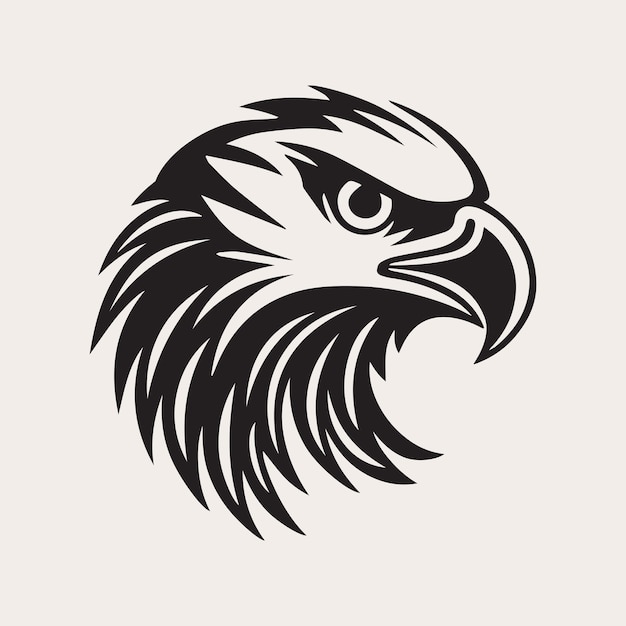 Eagle head one color vector logo emblem icon for company or sport team branding Tattoo art style