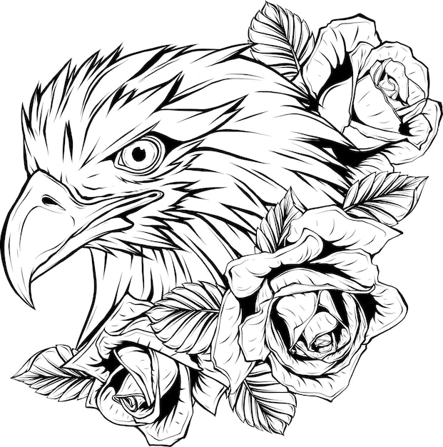 Vector eagle head in outline style