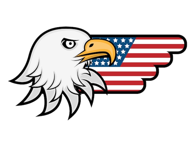 Eagle head with america flag wings