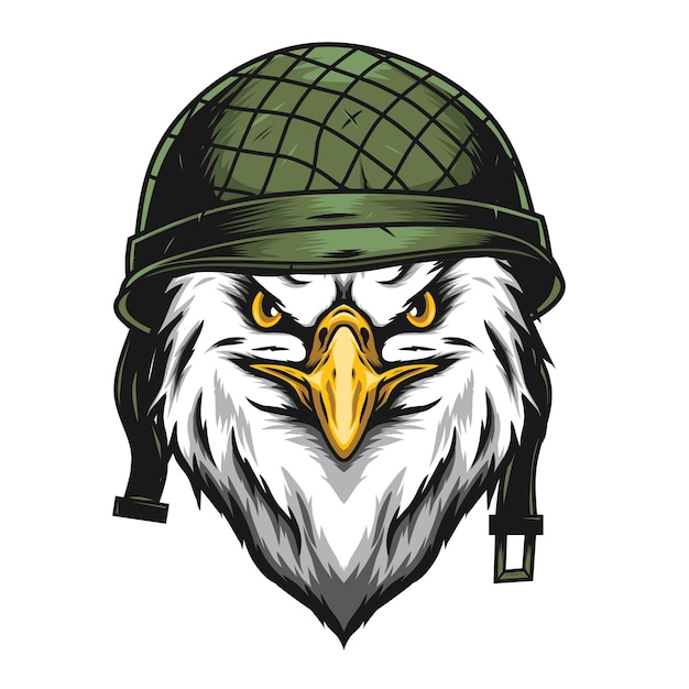 Eagle head with military helmet illustration