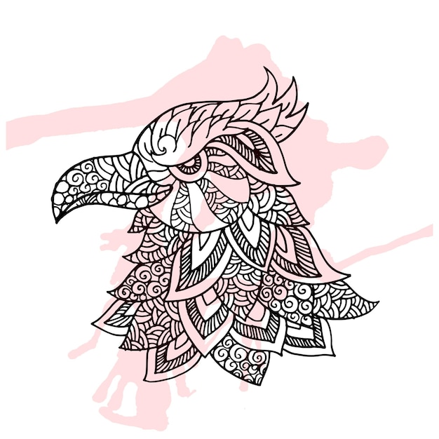 Eagle head zentangle coloring page illustration zentangle doodle illustration vector