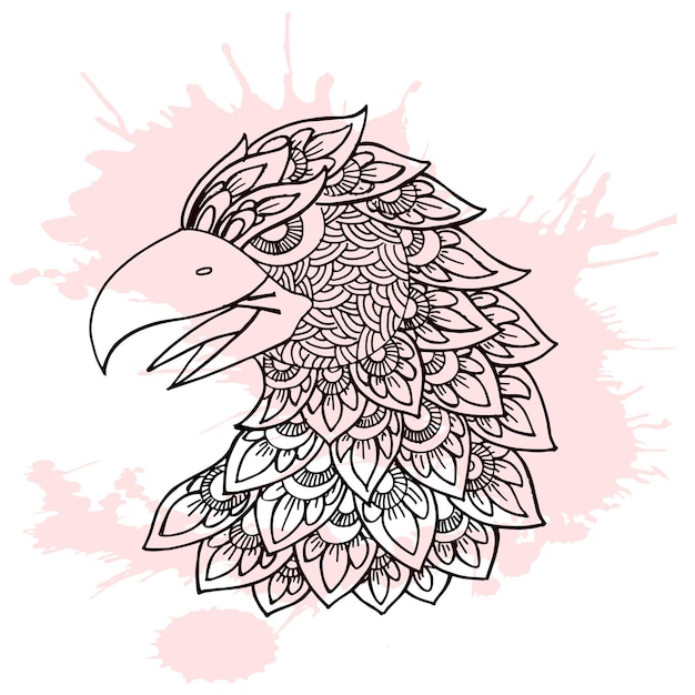 Eagle head zentangle coloring page illustration zentangle doodle illustration vector