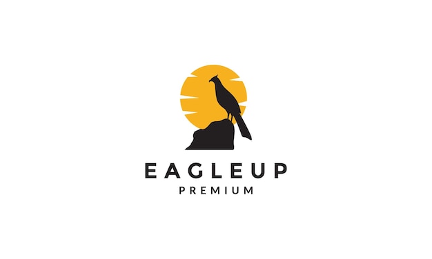 Eagle in hill logo symbol vector icon illustration graphic design