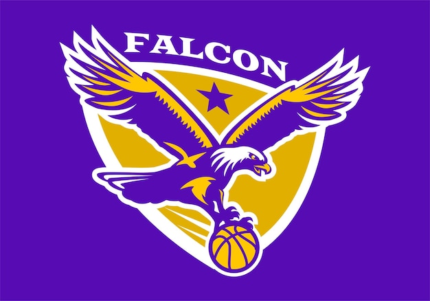 Eagle hold ball of basketball. basketball badge logo