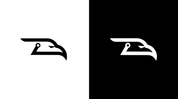 Eagle hoofd logo technologie transport business monogram zwart wit pictogram ontwerpen sjablonen