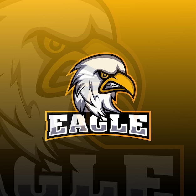 Eagle hoofd mascotte logo ontwerp Premium Vector