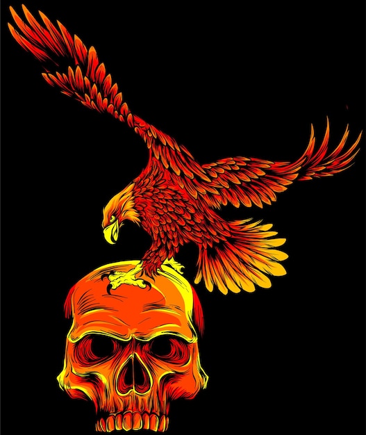 Vector eagle on human skull vector illustration design