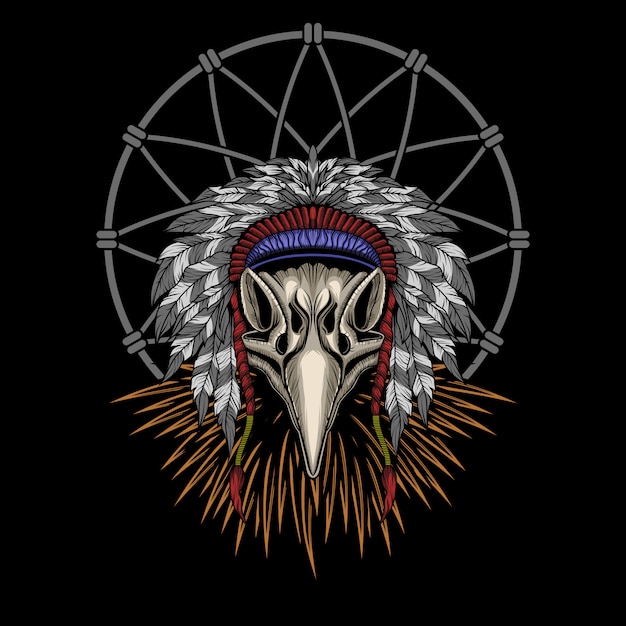 Eagle indian skull vector illustration