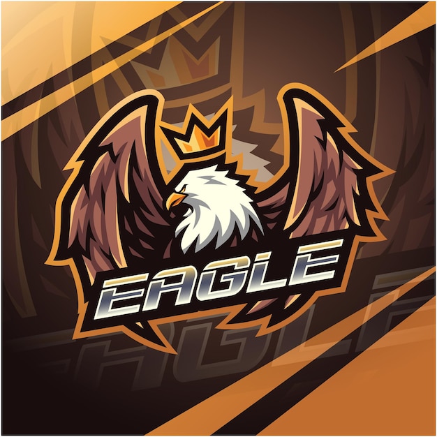 Vettore disegno del logo della mascotte di eagle king esport