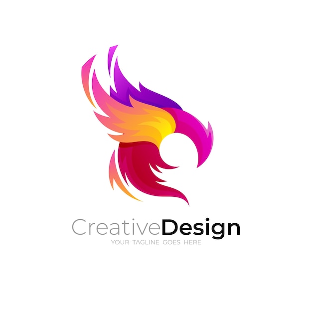 Eagle logo colorful abstract falcon logo with 3d colorful