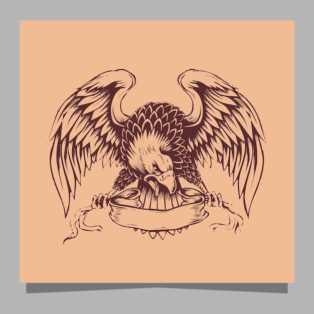орел логотип рисованной на бумаге