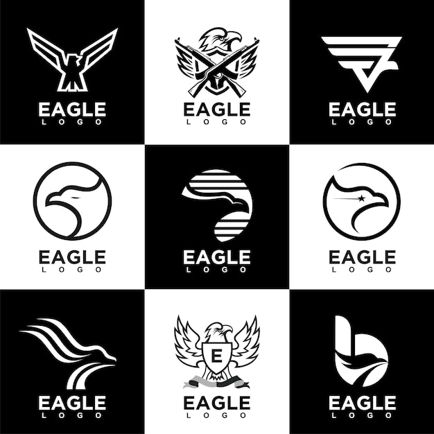 Eagle-logo ontwerp creatief concept met zwart-witte kleur