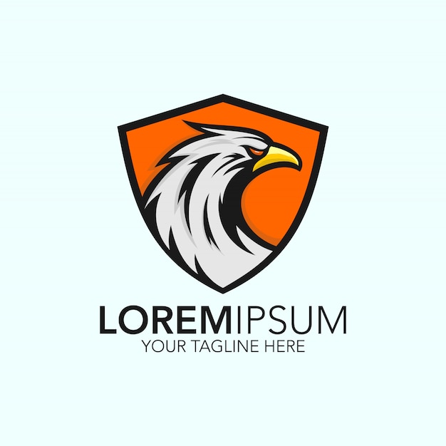 Eagle logo template on shield background