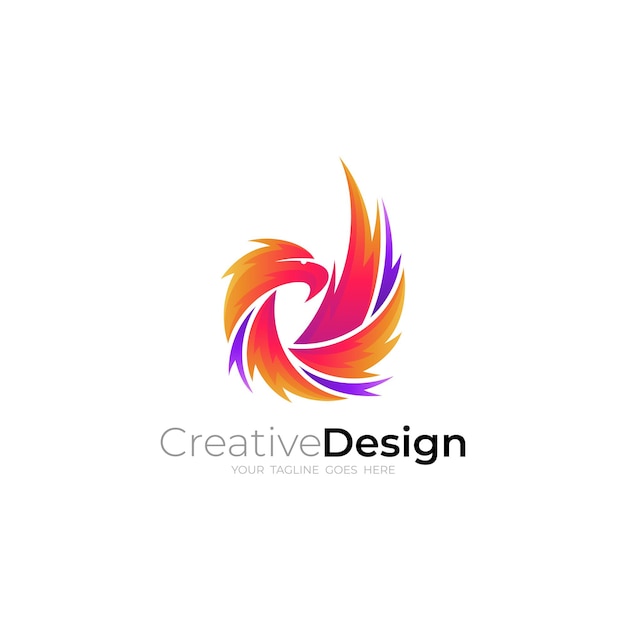 Eagle logo with colorful design template falcon