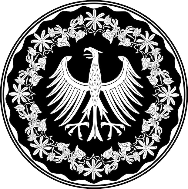 Vector eagle logo with flower frame handmade silhouette model nr 1