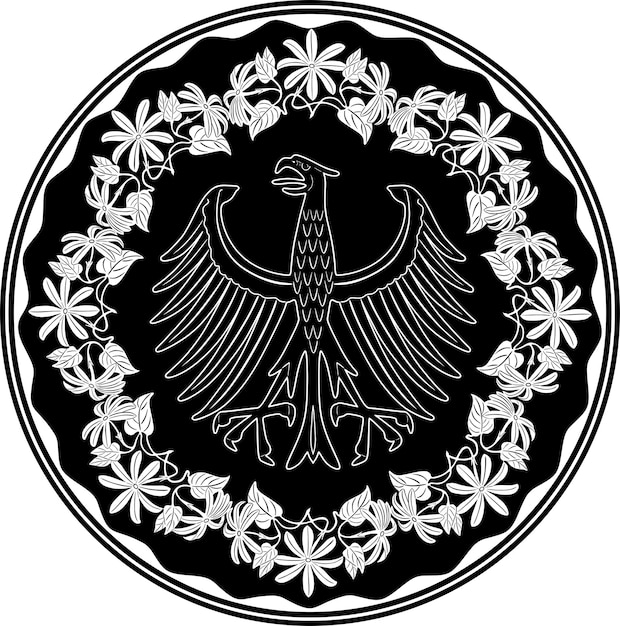 орел логотип с цветочной рамкой силуэт ручной работы модель № 3