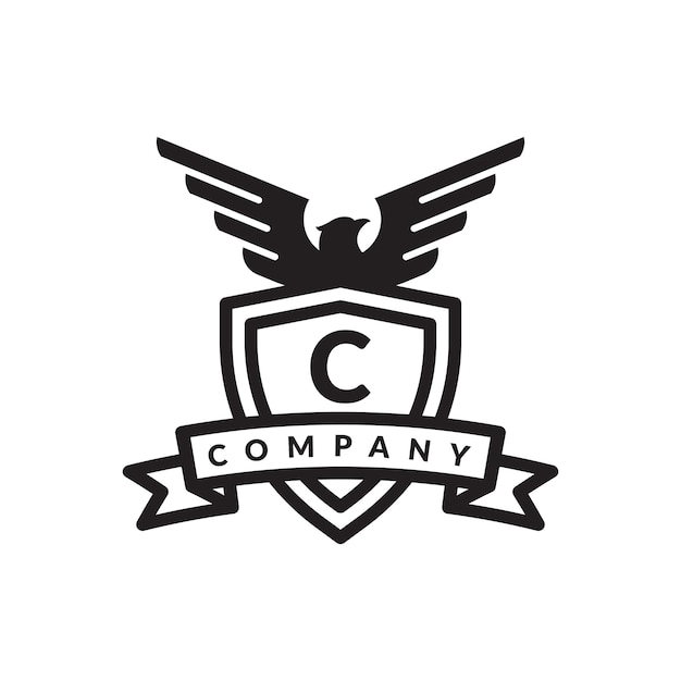 логотип орла с начальной буквой C, щит и лента