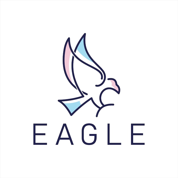 Eagle logo with line art style design inspiration.