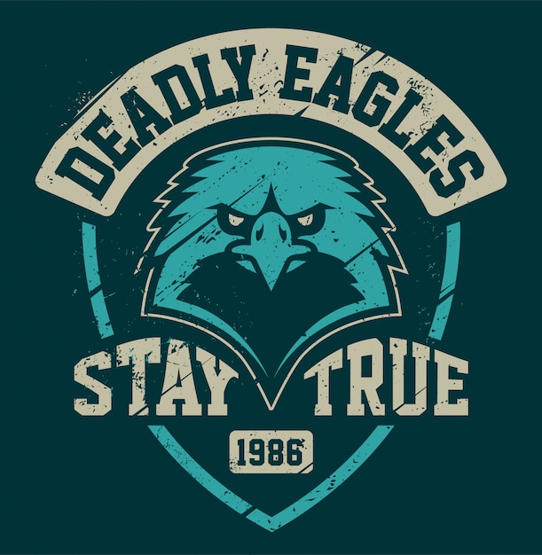 Eagle Mascot Grunge embleem sjabloon