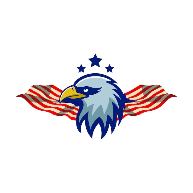 Vector eagle mascot logo illustration sport premium quality star background flag