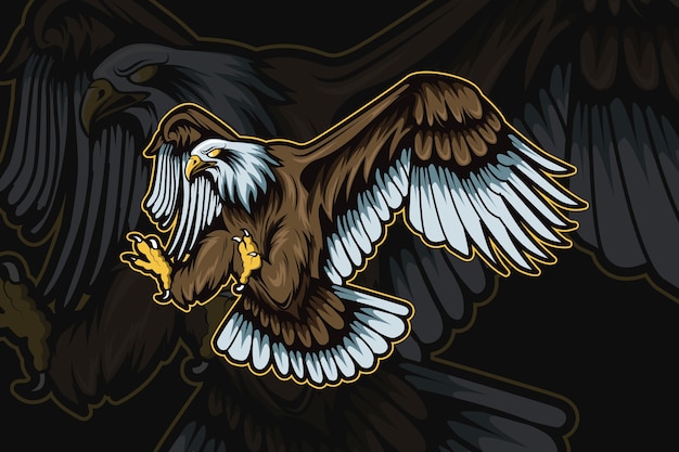 Vector eagle mascot for sports and esports logo isolated