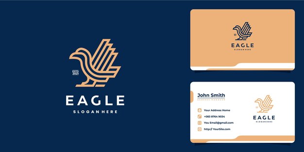 Eagle monoline luxe logo-ontwerp en visitekaartje