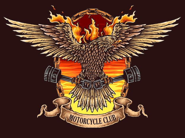 Vettore logo dell'aquila motorcycle badge