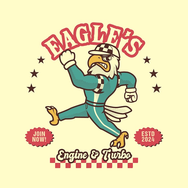 Vector eagle motorsport logo vintage and retro mascot