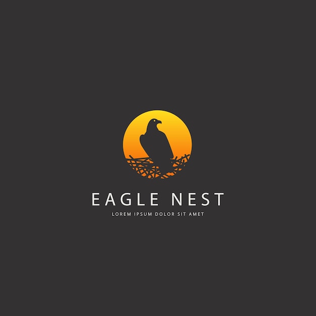 Vector eagle nest sunset logo vector icon illustration template