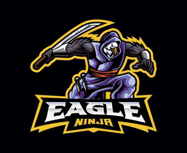 Disegno del logo della mascotte dell'aquila ninja