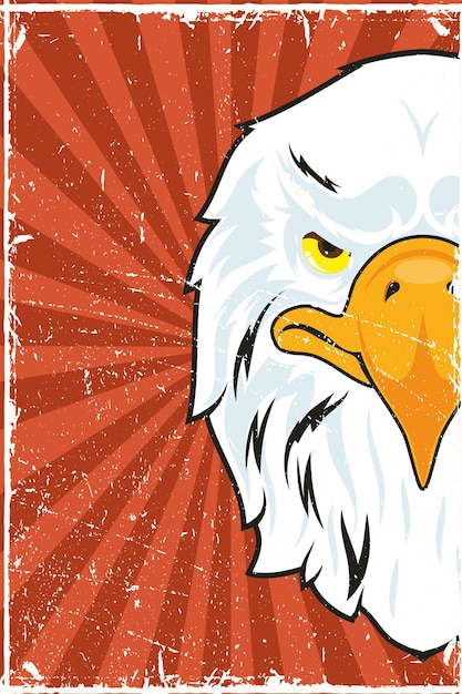 Vector eagle patch in sunburst poster