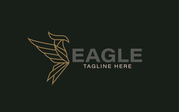 Eagle phoenix bird abstract logo-ontwerp met gouden luxe lijnillustratie