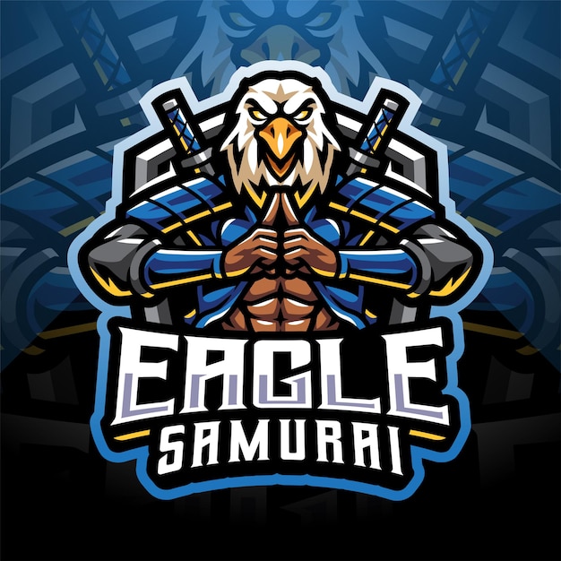 Eagle samurai esport mascotte logo ontwerp