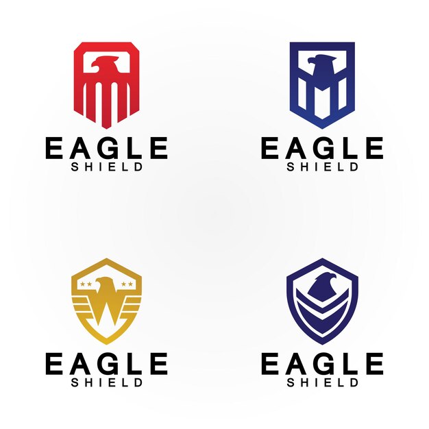 Eagle shield logo design hawk head vector emblem logo element bird falcon emblem vector icon