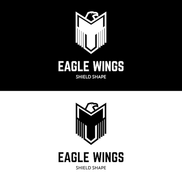 Vector eagle in shield shape wing logo design icon