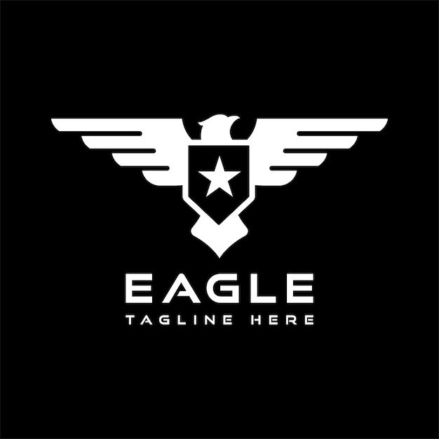 eagle silhouette logo design with shield and star