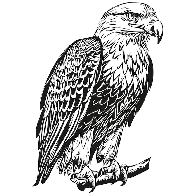 Eagle sketches outline with transparent background hand drawn illustration bird