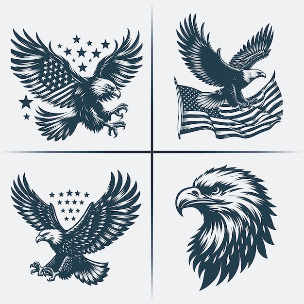 Eagle svg vector silhouette bundle file flaying eagle