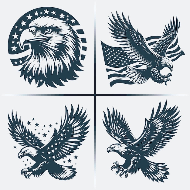 Eagle svg vector silhouette bundle file flaying eagle