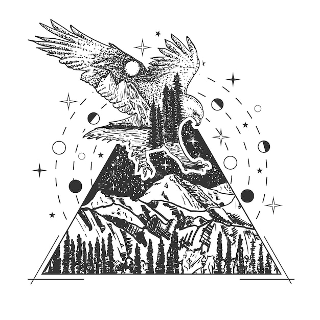 Vector eagle tattoo art style